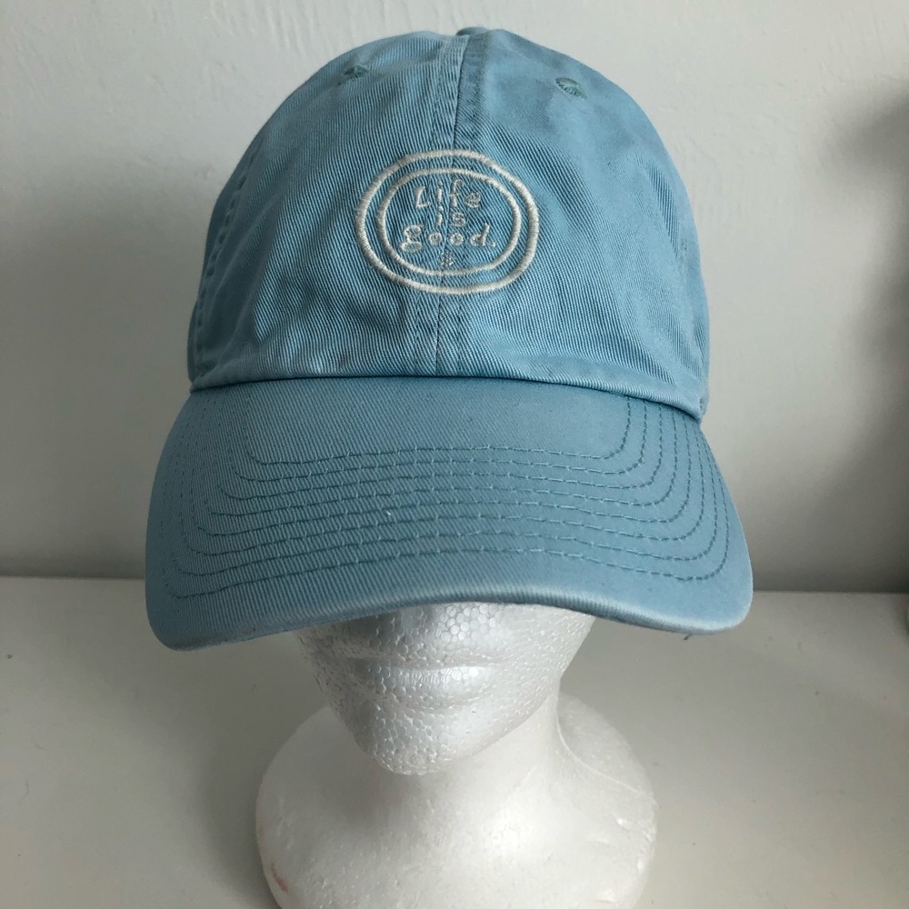 Life is Good Light Blue Ball Cap with White Embroidery